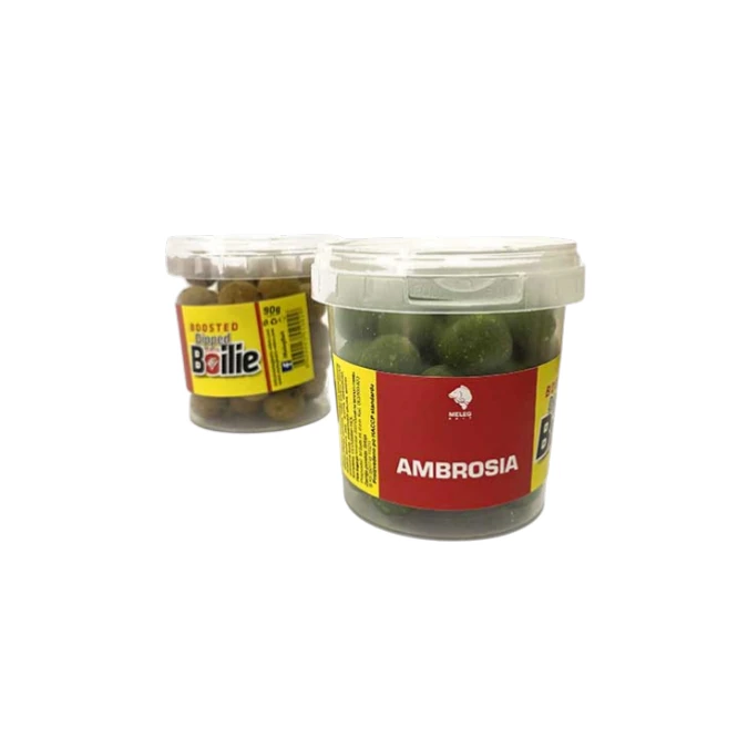 Boosted Boile Meleg Baits 14mm – Ambrosia, dipovane boile za pecanje sa bogatim sastavom.