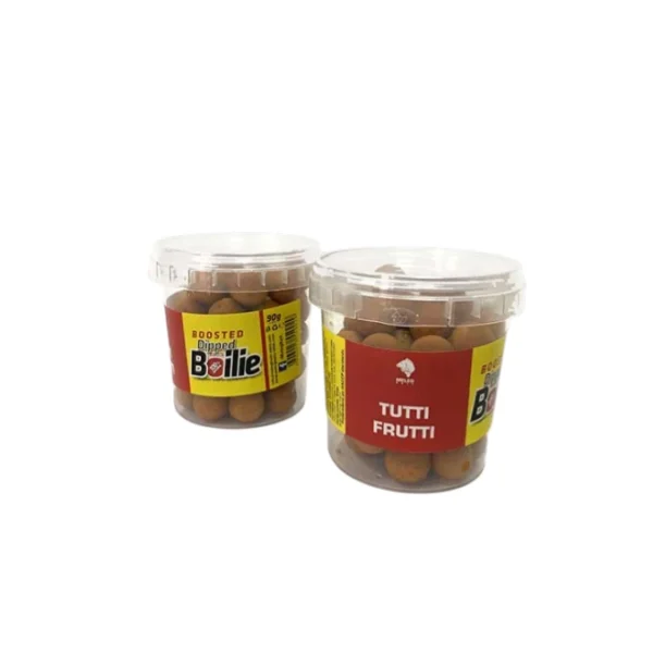 Boosted Boile Meleg Baits 14mm – Tutti Frutti Special, dipovane boile za pecanje sa bogatim sastavom.
