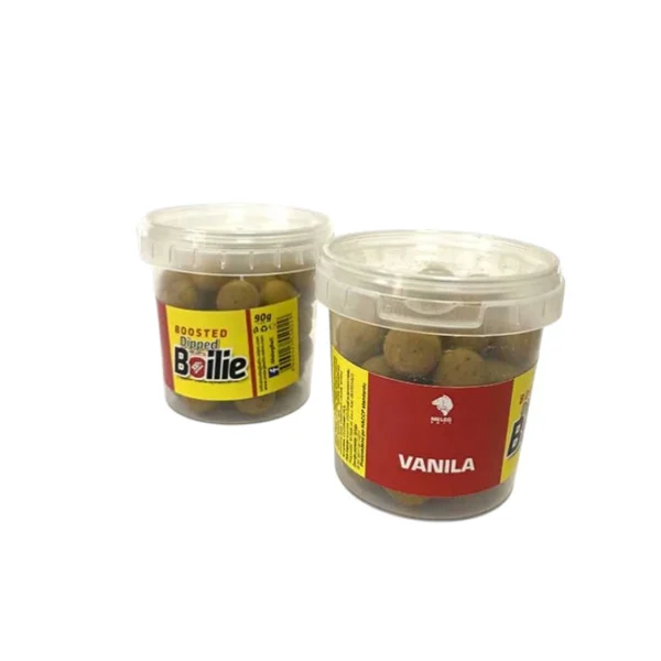 Boosted Boili Meleg Baits 14mm - Vanila Boosted Boile Meleg Baits 14mm – Vanila, dipovane boile za pecanje sa bogatim sastavom.