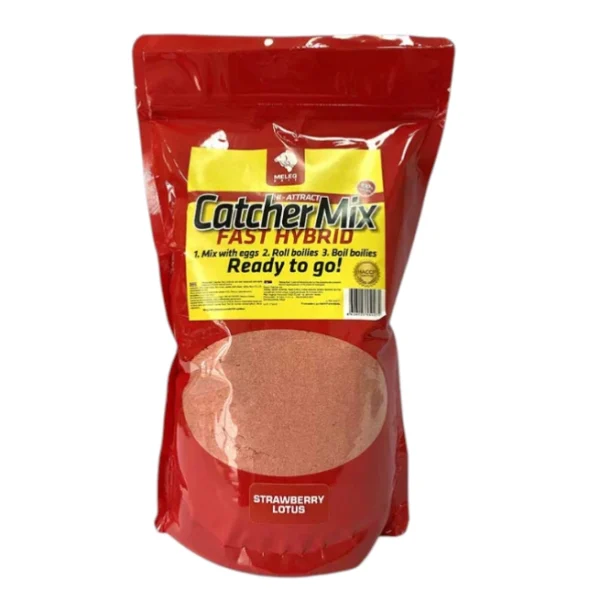 Catcher Mix Meleg Bait 1kg - Strawberry Lotus Catcher Mix Meleg Bait 1kg Strawberry Lotus miks za boile sa Hi-Digest formulom