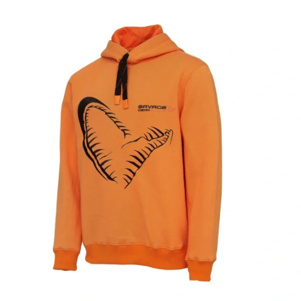 Savage Gear Mega Jaw dukserica sa kapuljačom Sun Orange topla dukserica sa flis postavom i velikim vezenim logotipom
