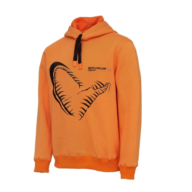 Savage Gear Mega Jaw dukserica sa kapuljačom Sun Orange topla dukserica sa flis postavom i velikim vezenim logotipom