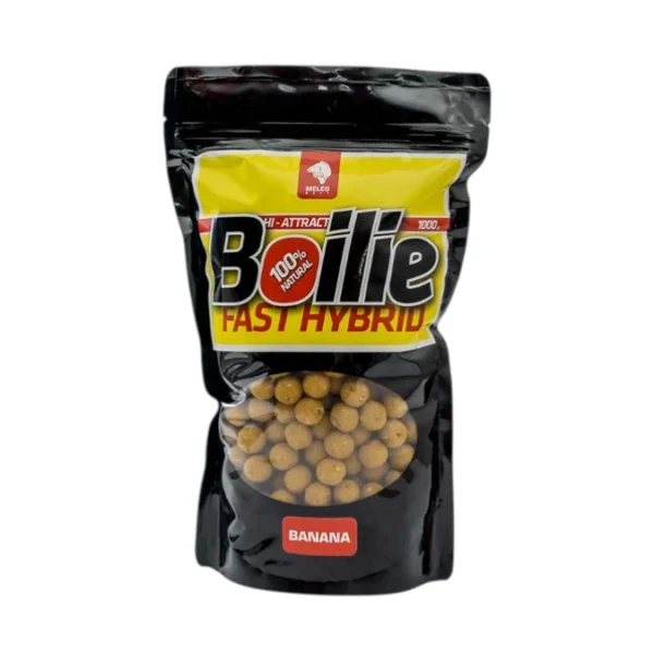 Fast Hybrid Boile Meleg Baits 1418mm 1kg - Banana Fast Hybrid Boile Meleg Baits 14/18mm – Banana, izbalansovane boile za pecanje sa visokim privlačnim efektom.