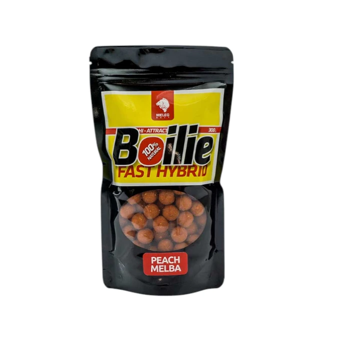 Fast Hybrid Boile Meleg Baits 14/18mm – Peach Melba, izbalansovane boile za pecanje sa visokim privlačnim efektom.