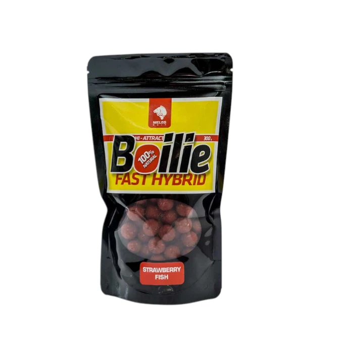 Fast Hybrid Boile Meleg Baits 14/18mm – Strawberry Fish, izbalansovane boile za pecanje sa visokim privlačnim efektom.