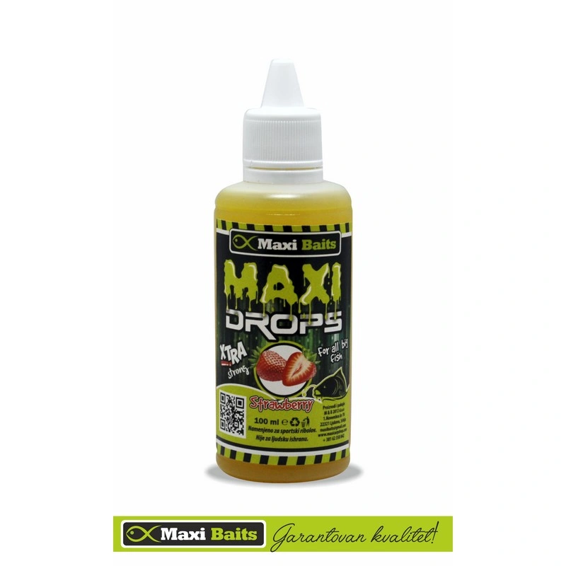 Maxi Baits Fluo Drops 100ml - Strawberry