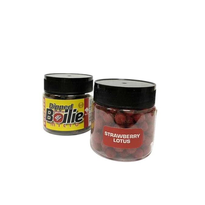 Micro Boosted Boile Meleg Baits 10mm – Strawberry Lotus, mikro boile za pecanje tretirane atraktivnim aromama i aditivima.