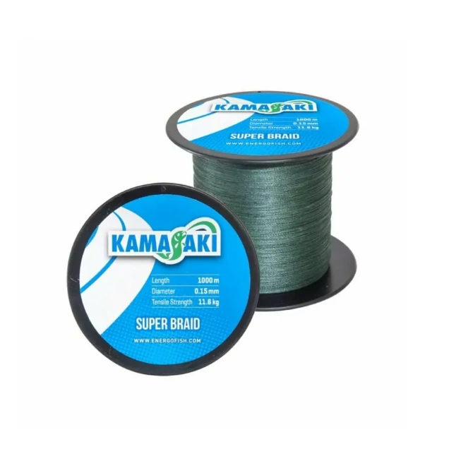 Kamasaki Super Braid 1000m 0,15mm zelena najlon za varaličarenje, izdržljiv i jak za borbu sa kapitalnim ribama.