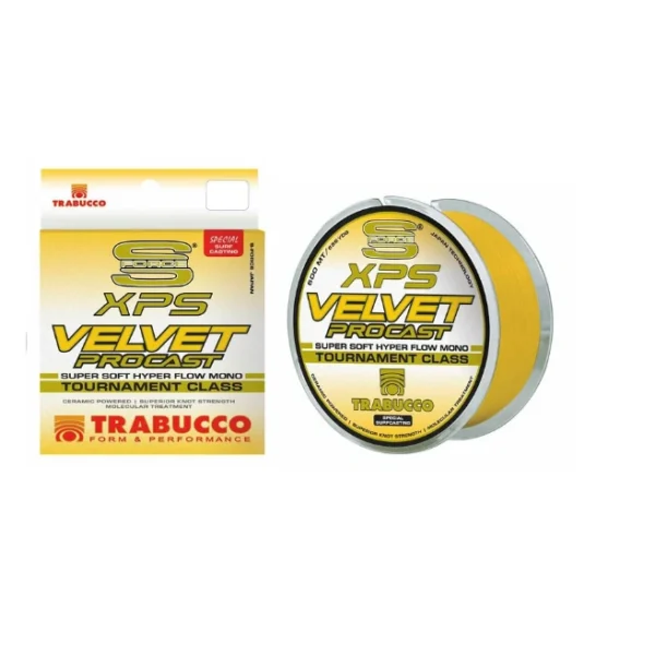 Najlon Trabucco SF XPS Velvet Pro Cast žuti monofilament za surf casting i feeder ribolov.