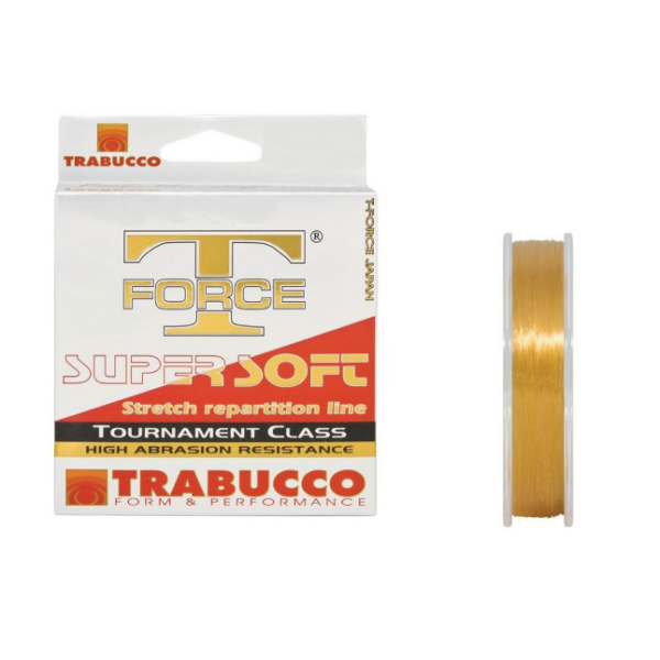 Najlon Trabucco T-Force Super Soft 200m zlatne boje, monofil za morski i feeder ribolov.
