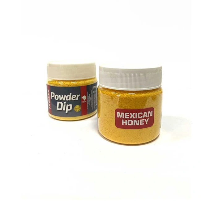 Powder Dip Meleg Baits 100g – Mexican Honey, praškasti dip za boile i PVA prezentaciju.