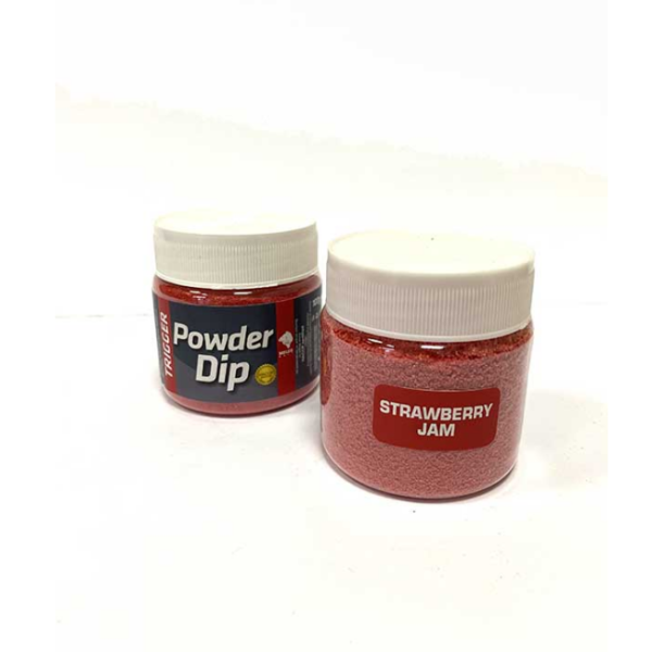 Powder Dip Meleg Baits 100g – Strawberry Jam, praškasti dip za boile i PVA prezentaciju.