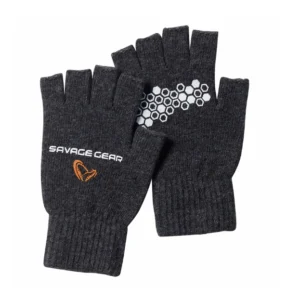 Savage Gear Knitted Half Finger rukavice bez prstiju L pletene zimske rukavice za ribolov sa anti-slip dlanom