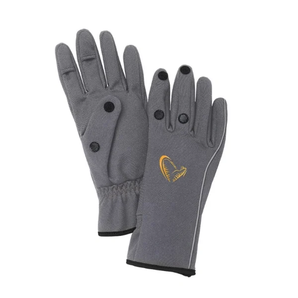 Rukavice Softshell Savage Gear L - Grey Savage Gear Softshell rukavice L Grey zimske termo rukavice za ribolov, fleksibilne i sa preklopnim vrhovima prstiju