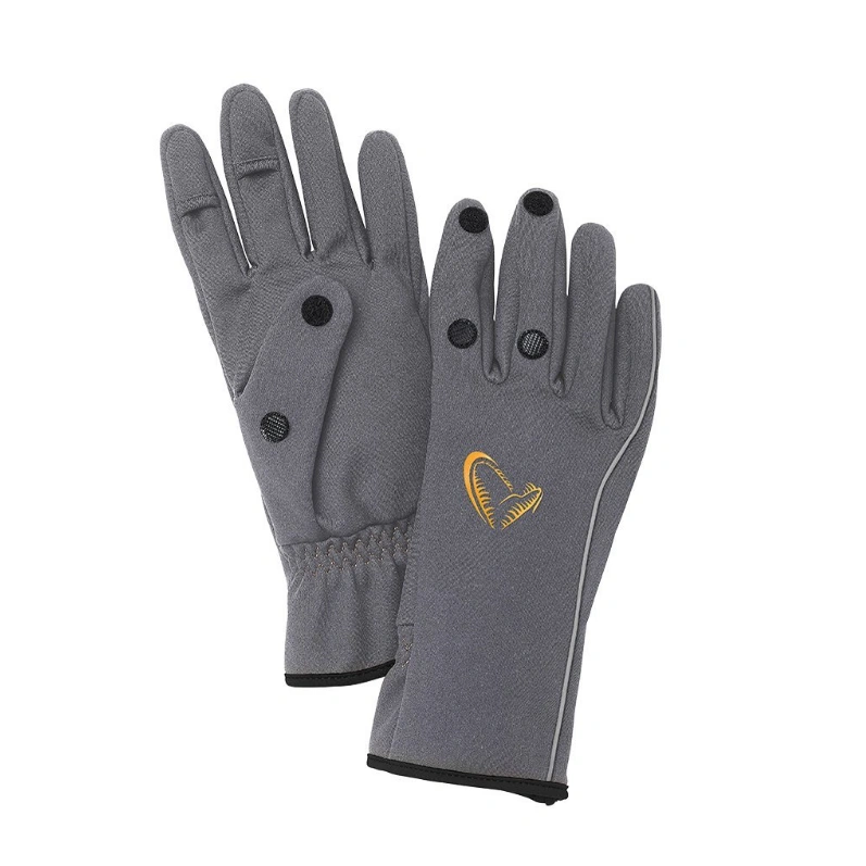 Savage Gear Softshell rukavice L Grey zimske termo rukavice za ribolov, fleksibilne i sa preklopnim vrhovima prstiju