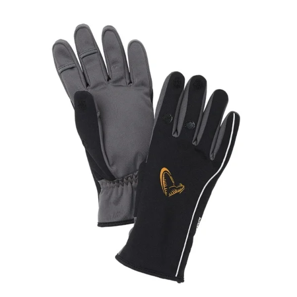 Savage Gear Softshell Winter rukavice L Black zimske vetrootporne rukavice za ribolov sa preklopnim vrhovima prstiju