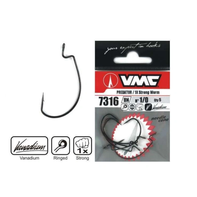 VMC 7316 BN 1 Worm Hook udice , worm udice za pecanje i ribolov, vanadijumski čelik i oštar vrh