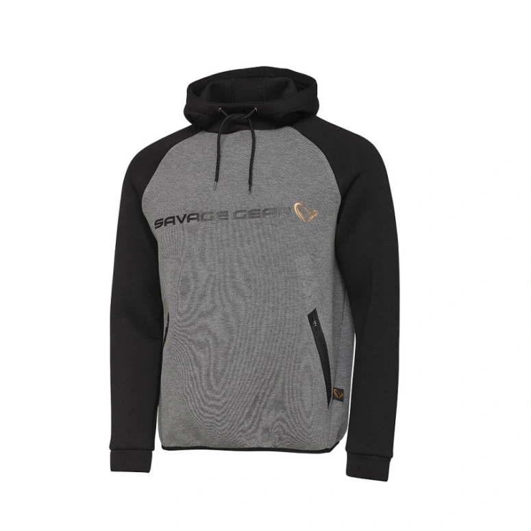 Savage Gear Tec Foam duks sa kapuljačom Dark Grey Melange topao duks sa podesivom kapuljačom i džepovima sa rajsfešusom