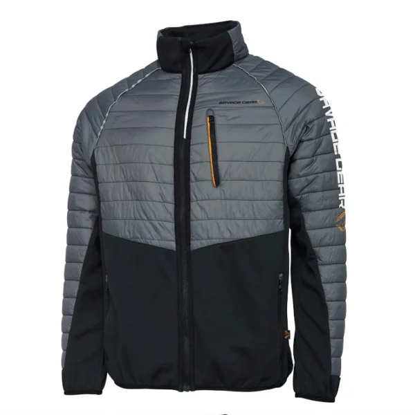 jakna savage gear reflection hybrid jacket Savage Gear Reflection Hybrid jakna Castlerock Grey Black zimska jakna za pecanje sa softshell prednjim delom i reflektirajućim detaljima