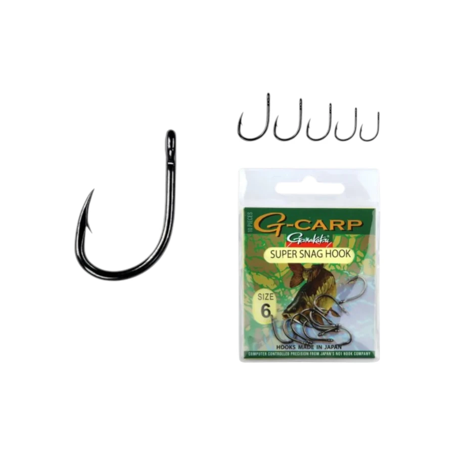 Gamakatsu udice G-Carp Super Snag su snažne i izdržljive šaranske udice namenjene ribolovu trofejnog šarana.