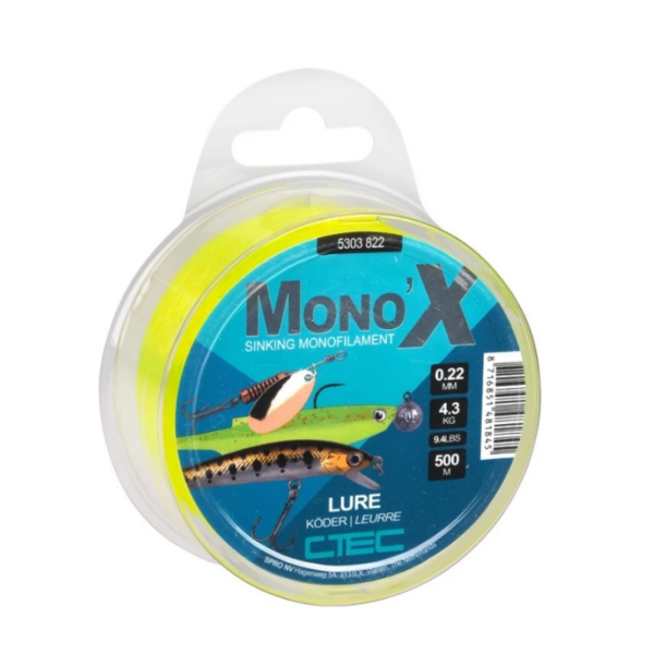 Najlon C-Tec Mono X Lure Yellow 500m – žuti varaličarski najlon za bolju vidljivost i kontrolu.