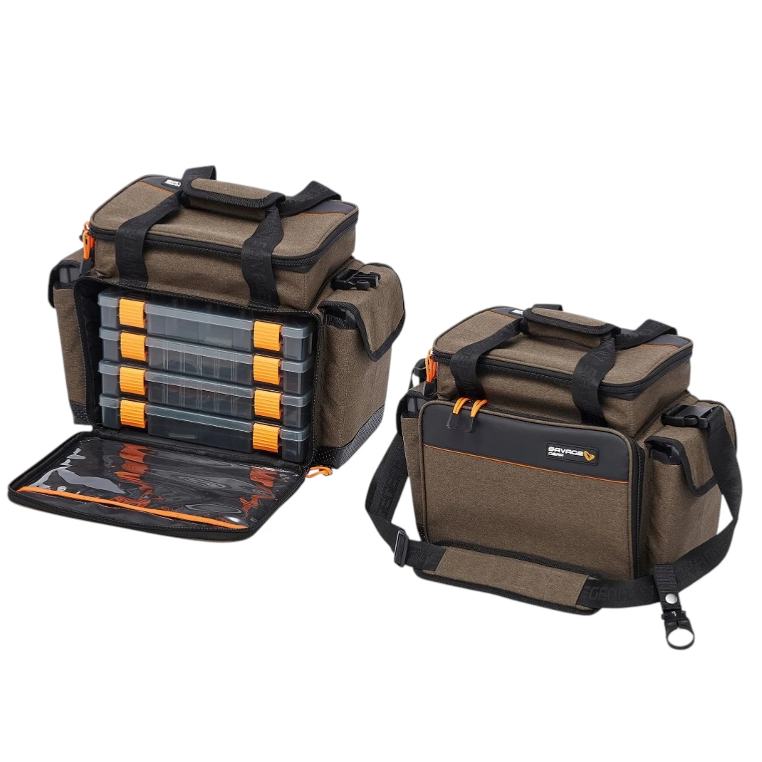 Torba SG Specialist Lure + 6 kutije M Savage Gear ribolovačka torba sa pregradama i UV zaštićenim kutijama.
