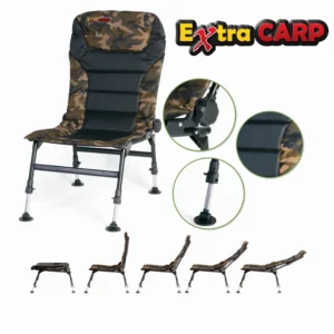 Stolica za pecanje Extra Carp Chair Comfort sa teleskopskim nogicama i podesivim naslonom kamuflažni dezen