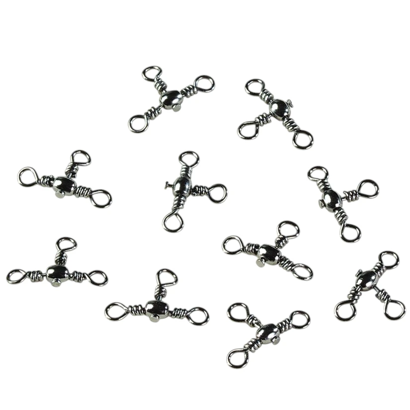 Trostrana virbla Extra Carp Swivel Cross Line virbla za pecanje sa tri izlaza za povezivanje sistema pakovanje 10 komada