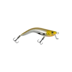 Grbava varalica Dunavfishing 7gr 8cm Gold vobler za bucova sa jakim vibracijama i trokrakim udicama